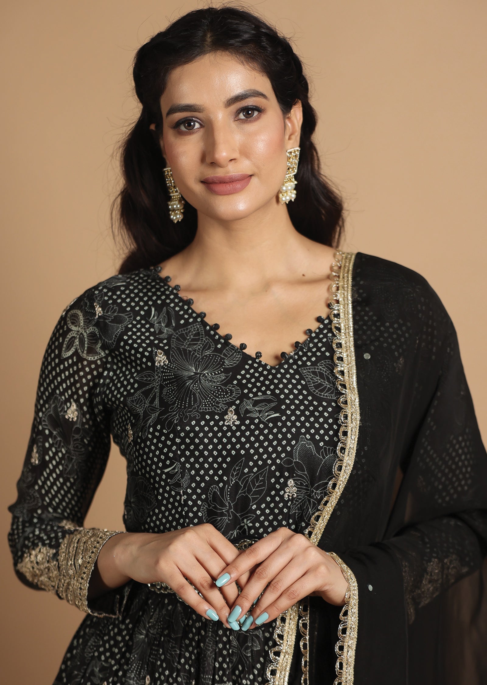 Black Organza Anarkali