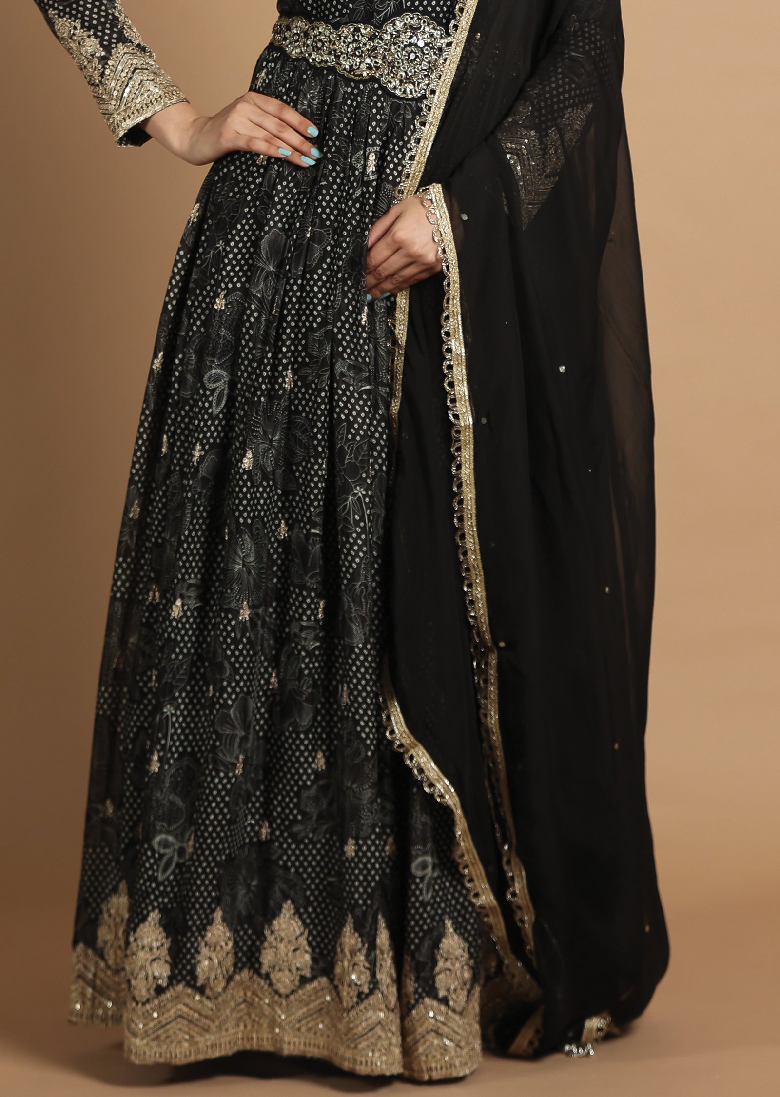 Black Organza Anarkali