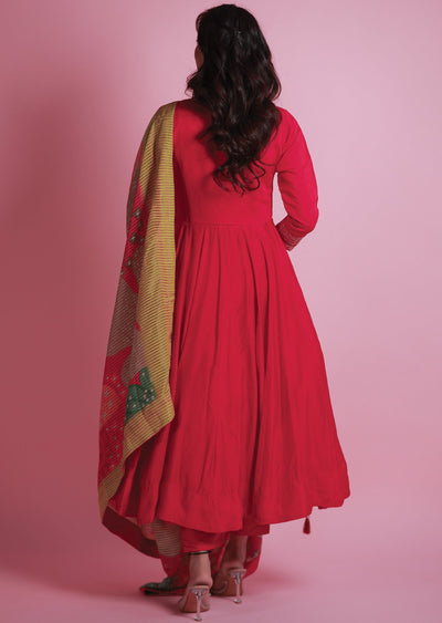 Rani Pink Soft Silk Anarkali