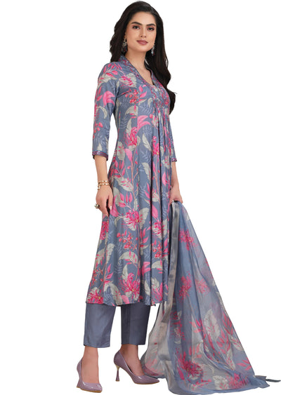 Grey Muslin Anarkali