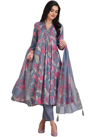 Grey Muslin Anarkali