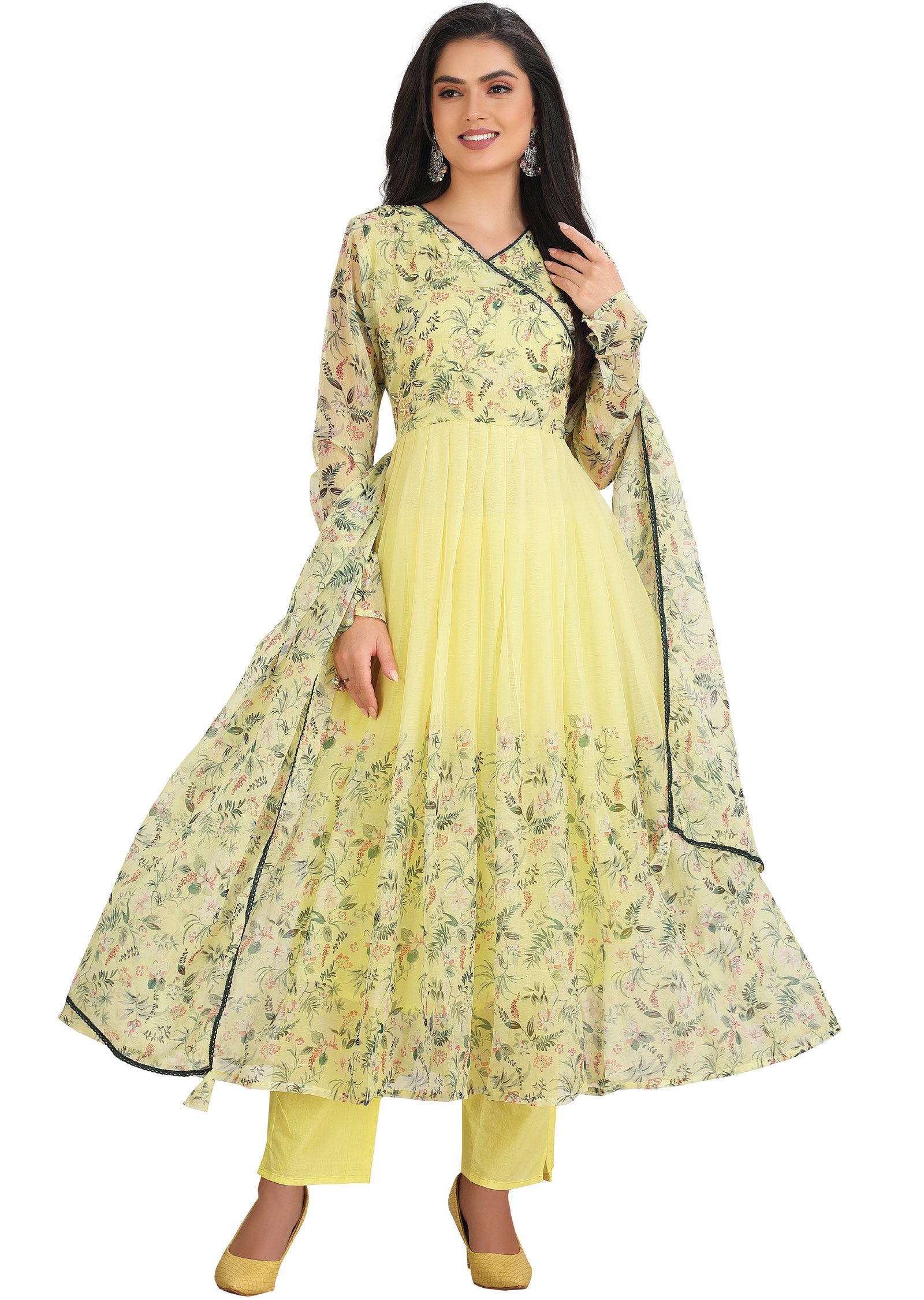 Yellow Chiffon Anarkali