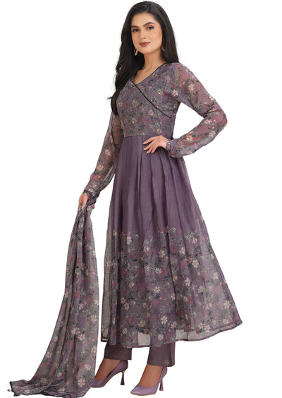 Grey Chiffon Anarkali