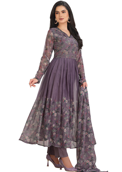 Grey Chiffon Anarkali