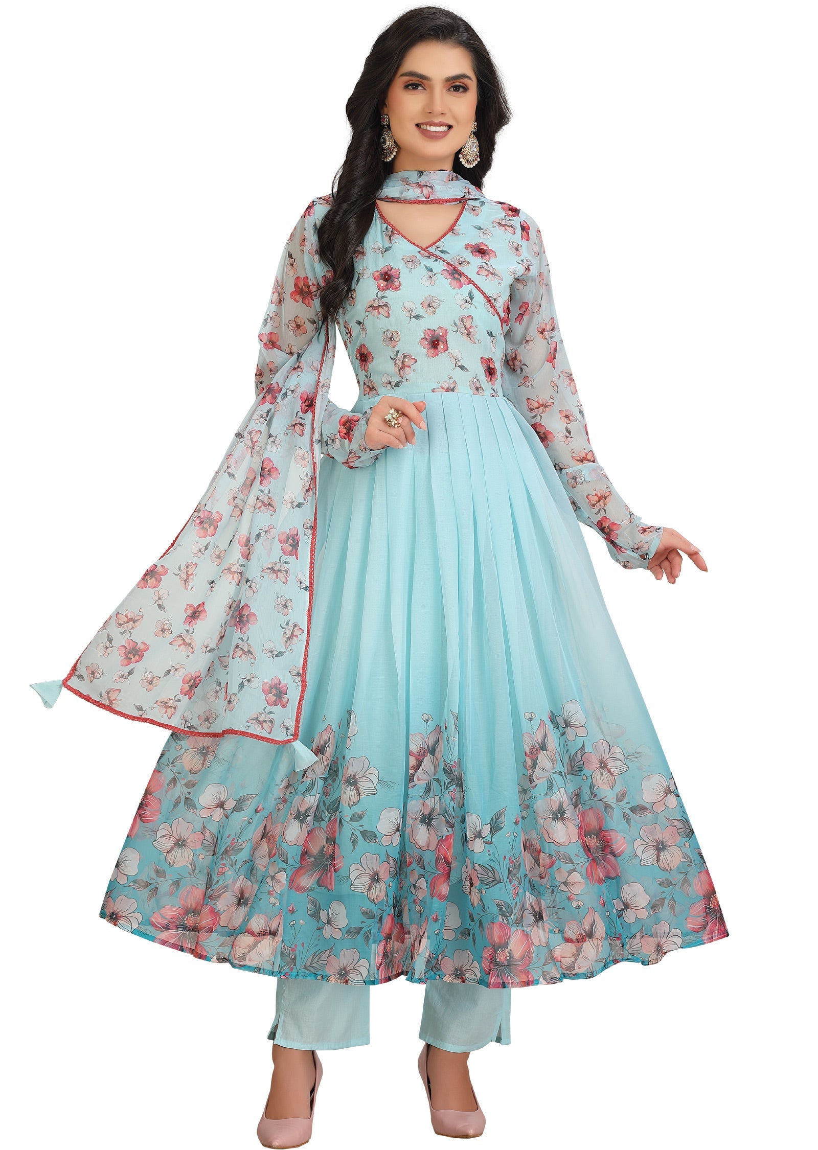 Light Blue Chiffon Anarkali