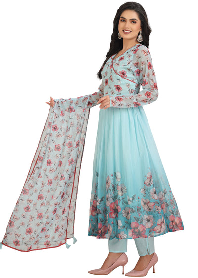 Light Blue Chiffon Anarkali