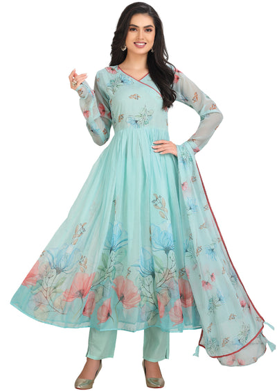 Sea Green Chiffon Anarkali