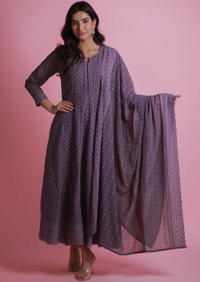 Lavender Georgette Anarkali