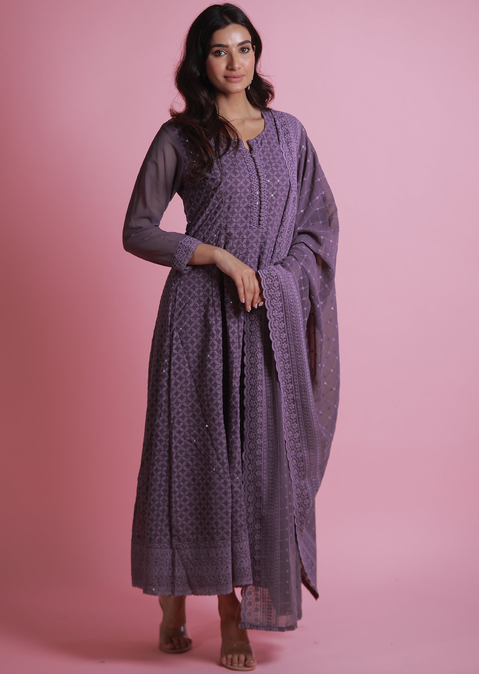 Lavender Georgette Anarkali