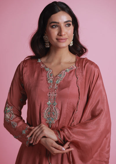 Dark Rust Chinnon Anarkali