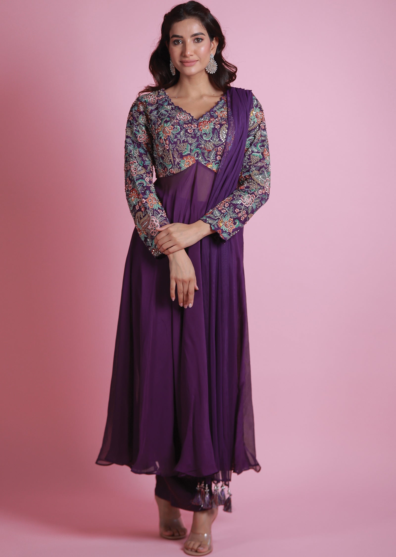 Purple Organza Anarkali