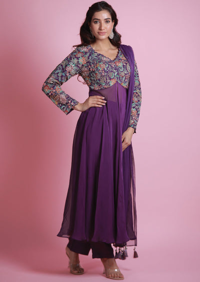 Purple Organza Anarkali