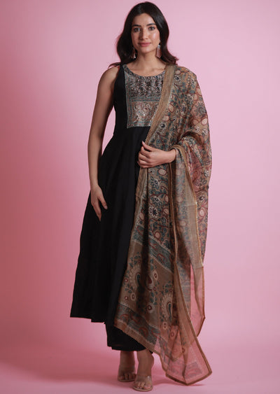 Black Russion Silk Anarkali