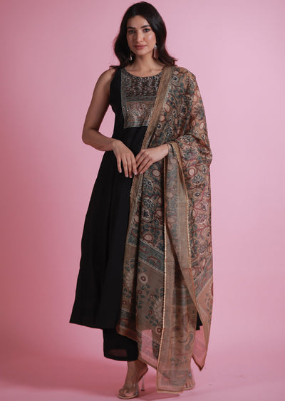 Black Russion Silk Anarkali