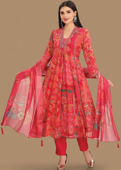 Rani Pink Chinnon Anarkali