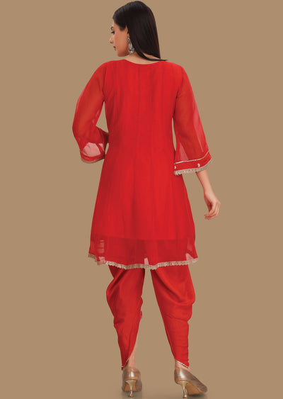 Red Banaras Organza Anarkali