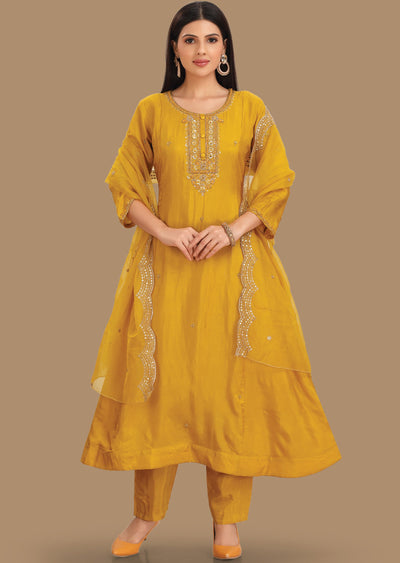 Mustard Silk Anarkali