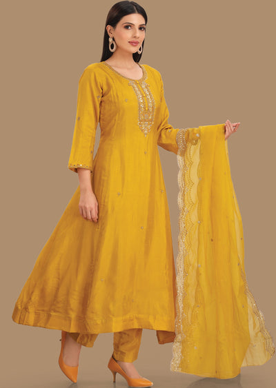 Mustard Silk Anarkali