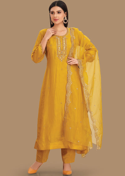 Mustard Silk Anarkali