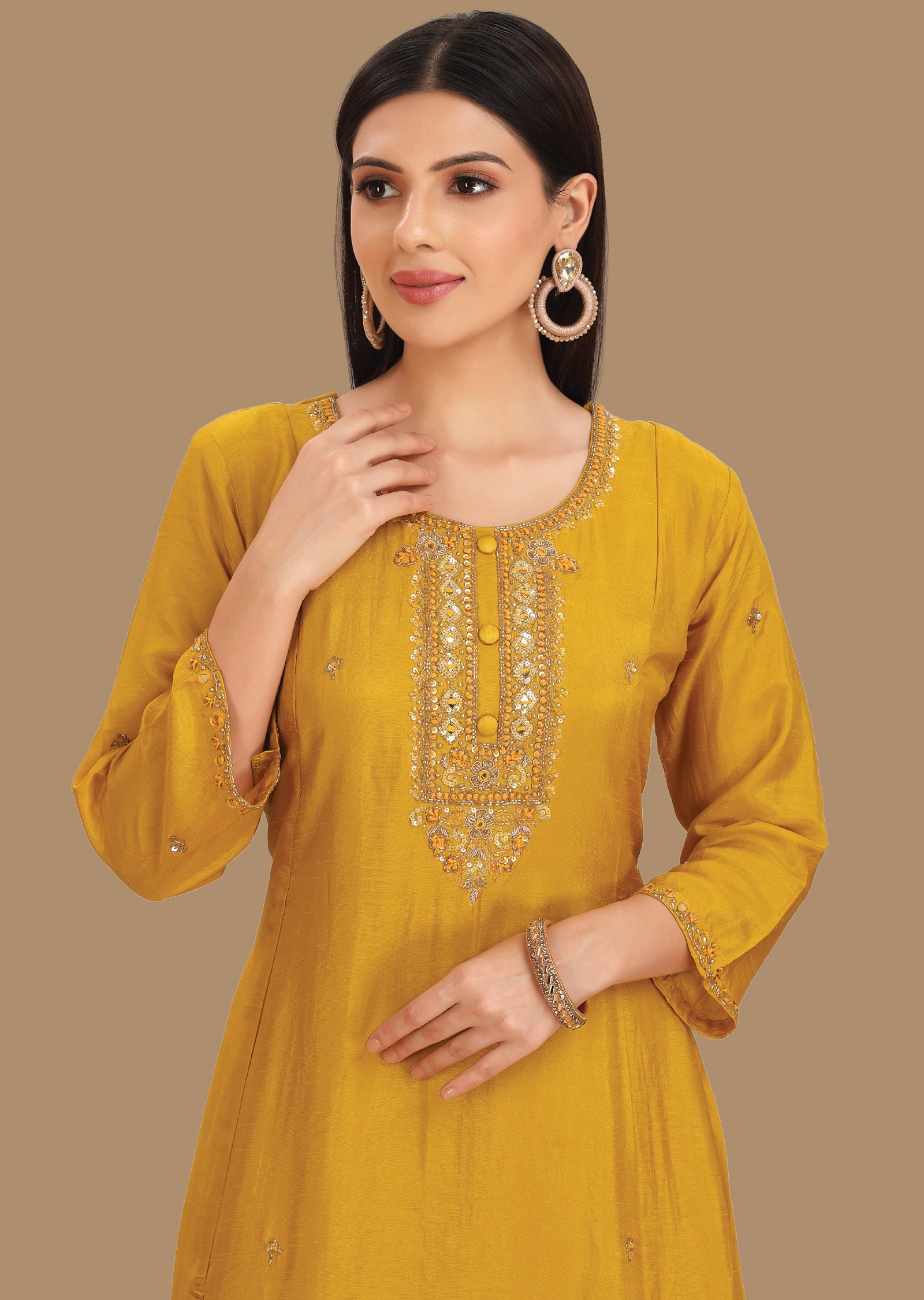 Mustard Silk Anarkali