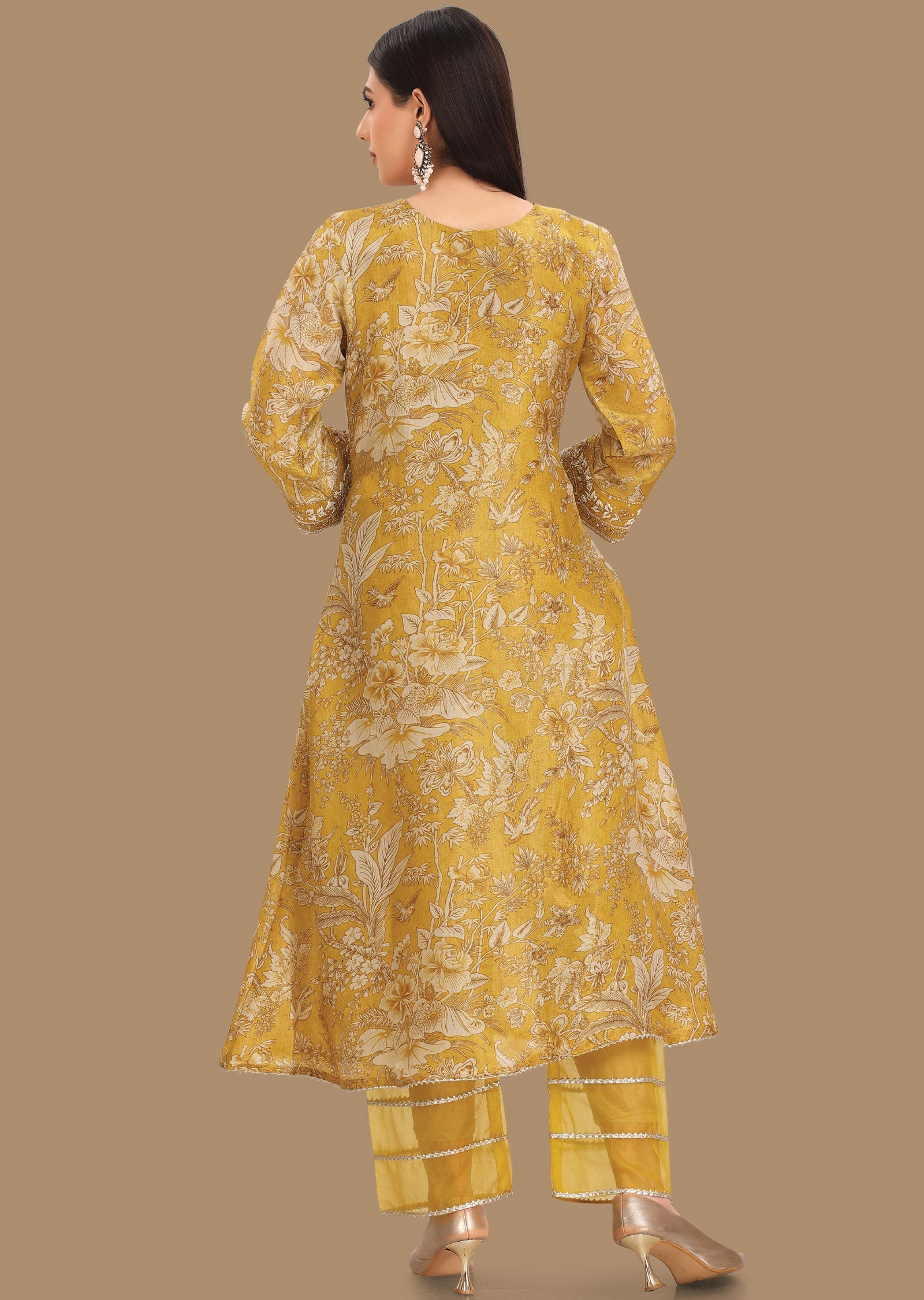 Yellow Tissue Silk Anarkali