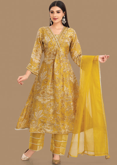 Yellow Tissue Silk Anarkali