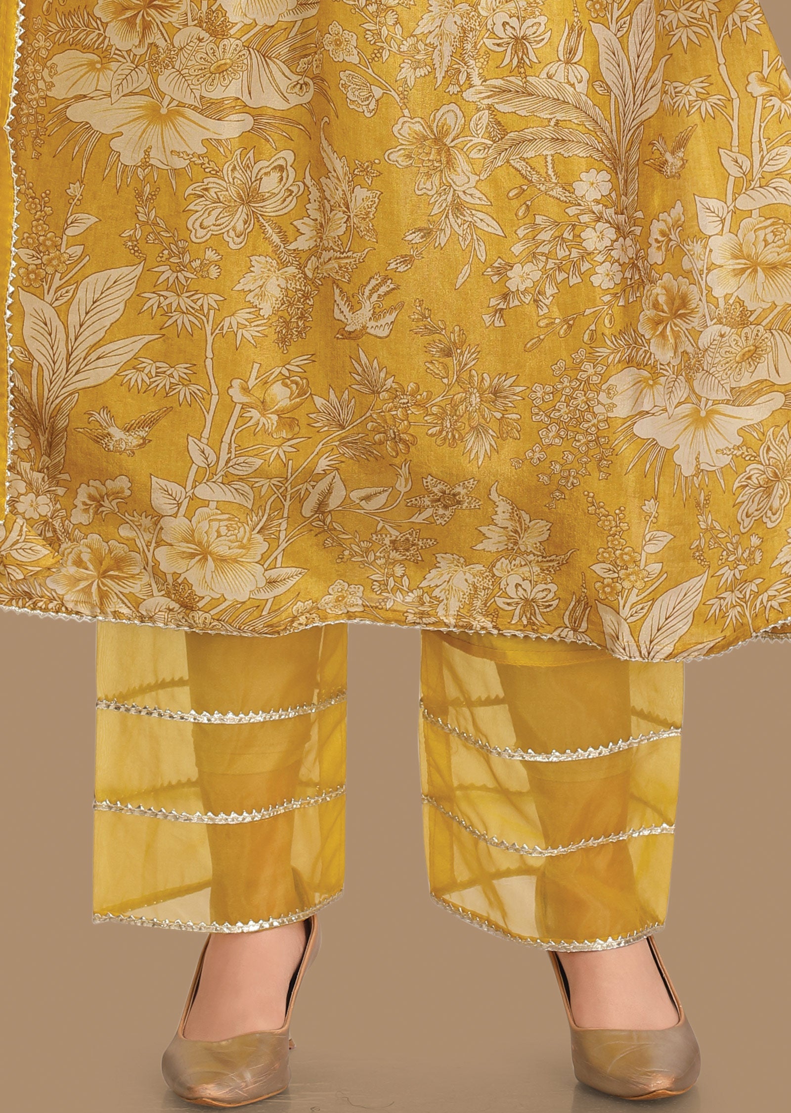 Yellow Tissue Silk Anarkali