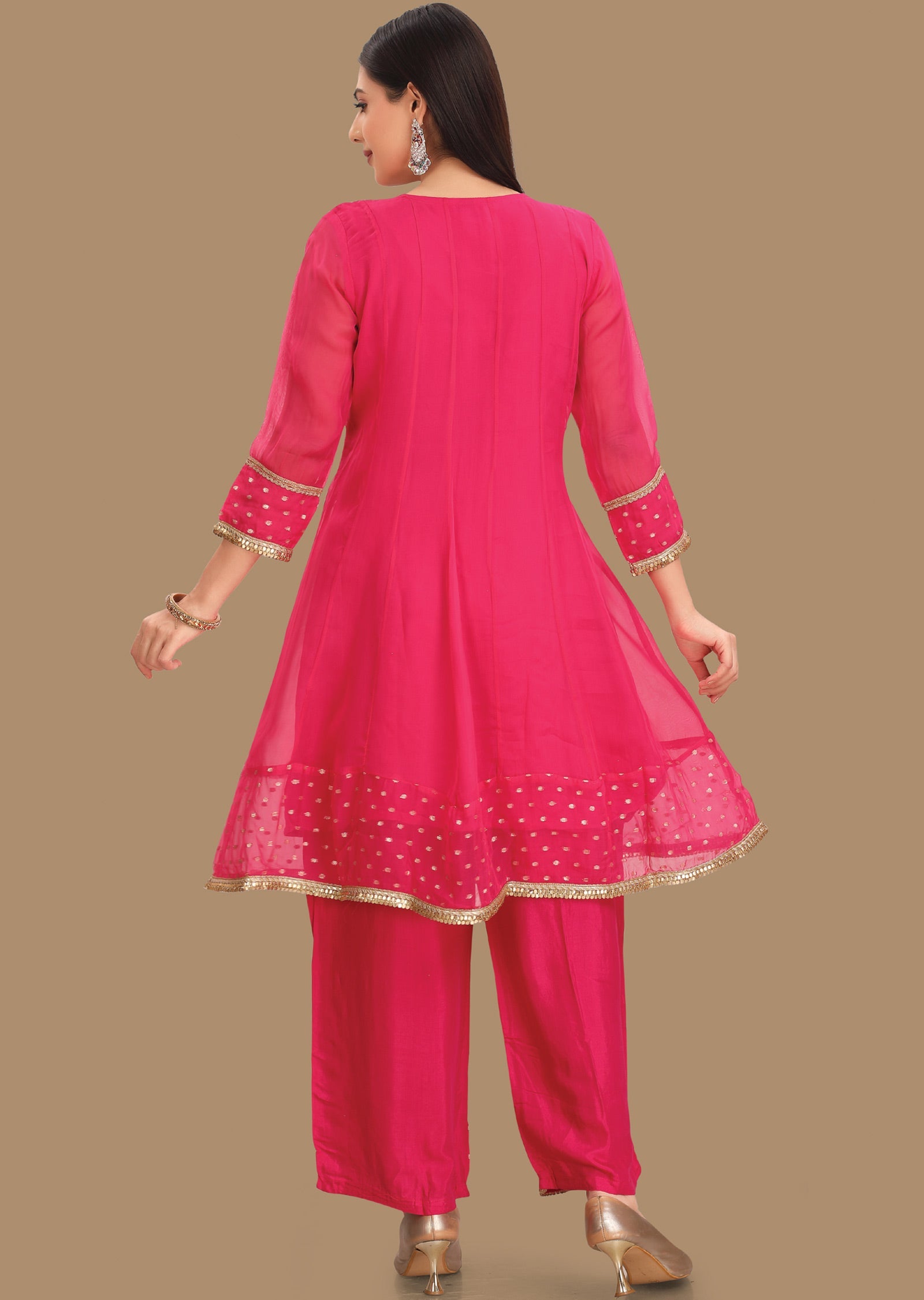 Rani Pink Organza Anarkali