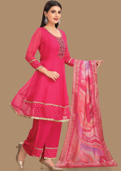 Rani Pink Organza Anarkali