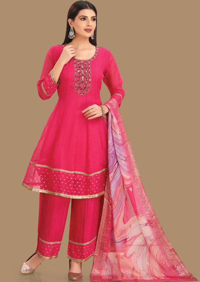 Rani Pink Organza Anarkali