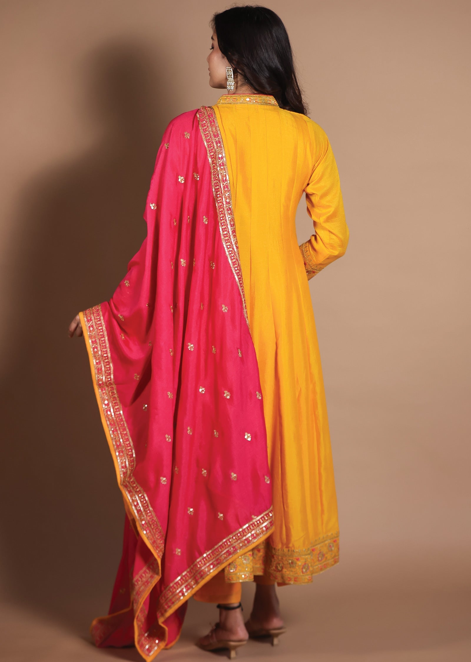 Yellow Silk Anarkali