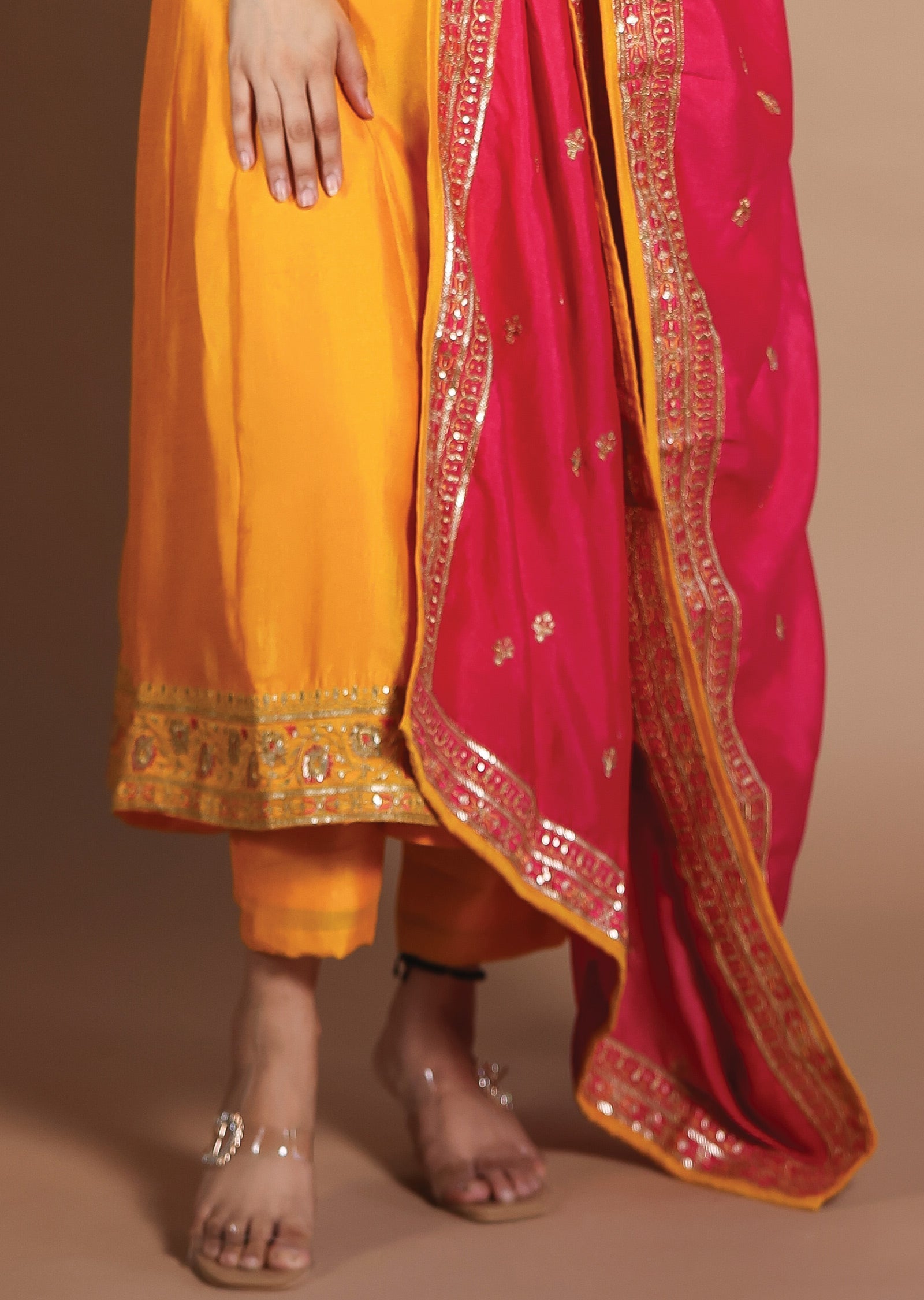 Yellow Silk Anarkali