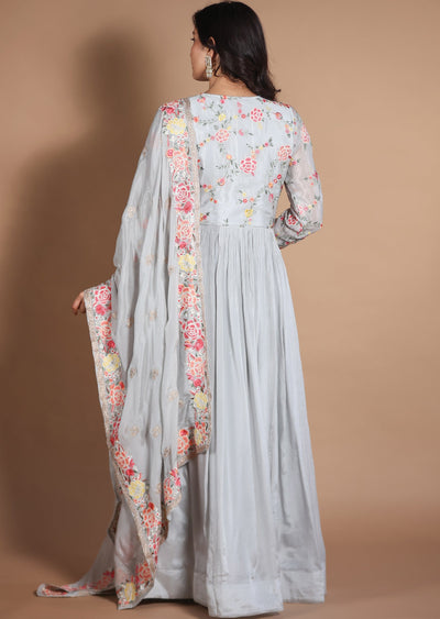 Light Grey Chinnon Anarkali