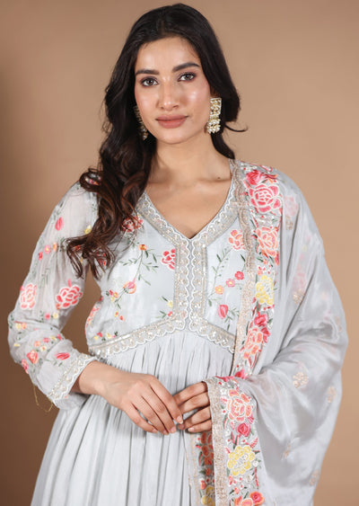 Light Grey Chinnon Anarkali