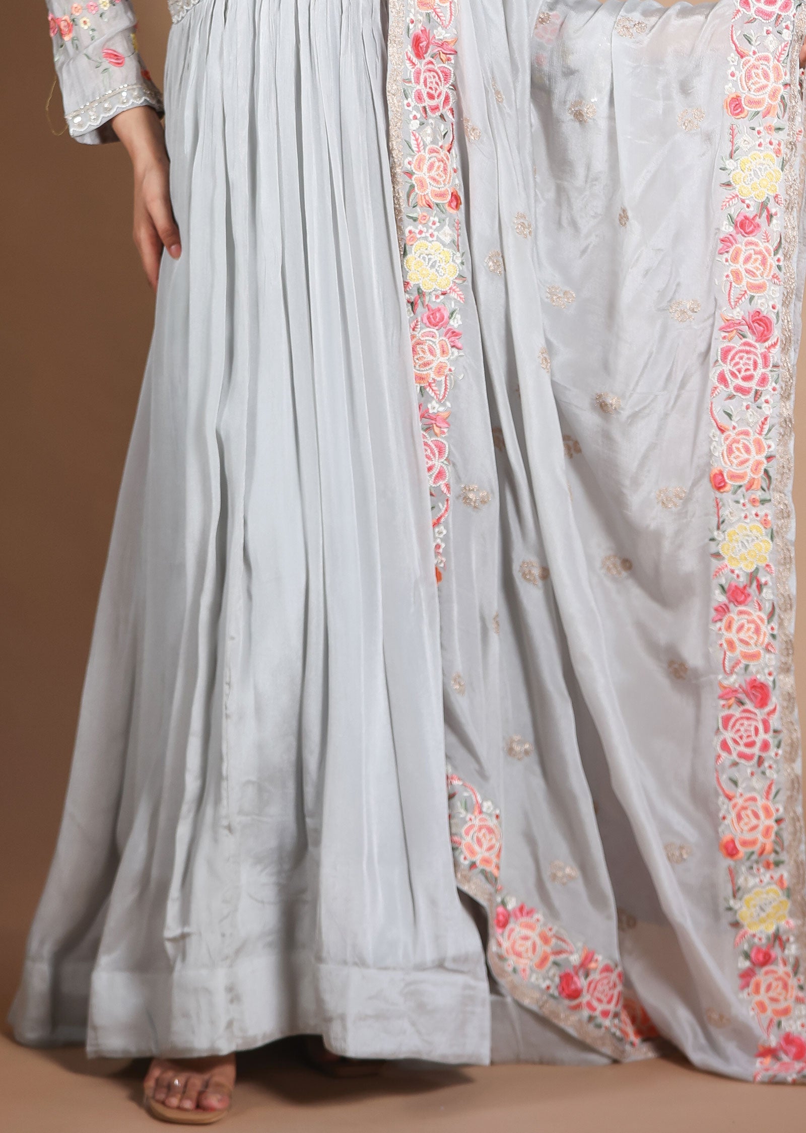 Light Grey Chinnon Anarkali