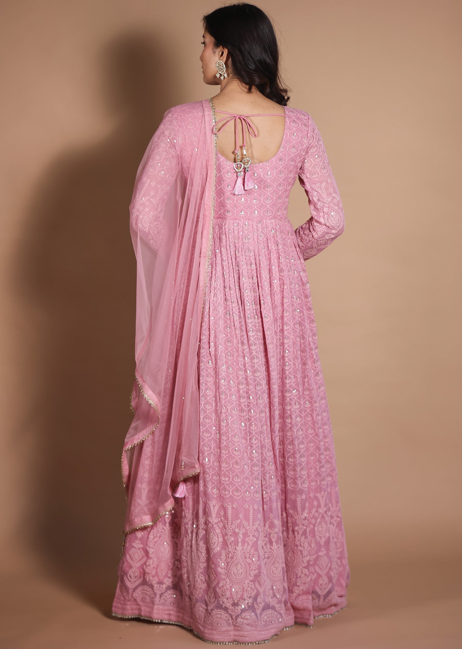 Pink Lucknowi Georgette Anarkali