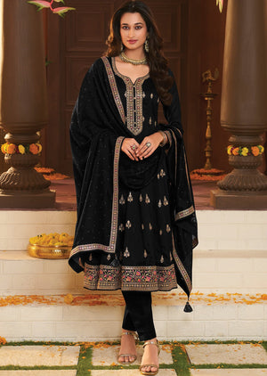 Black Soft Silk Anarkali