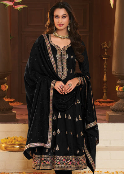 Black Soft Silk Anarkali