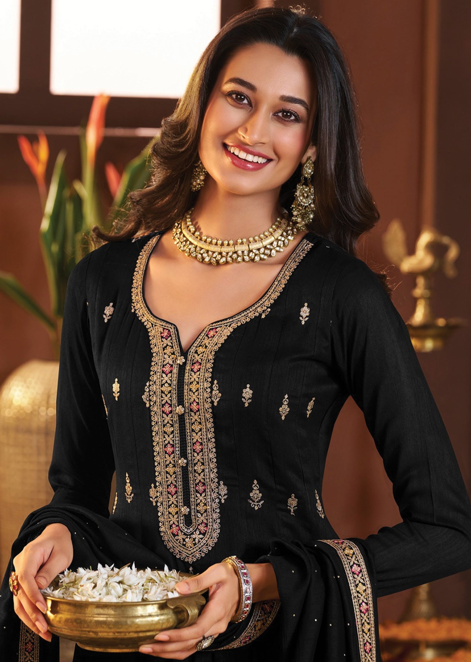 Black Soft Silk Anarkali