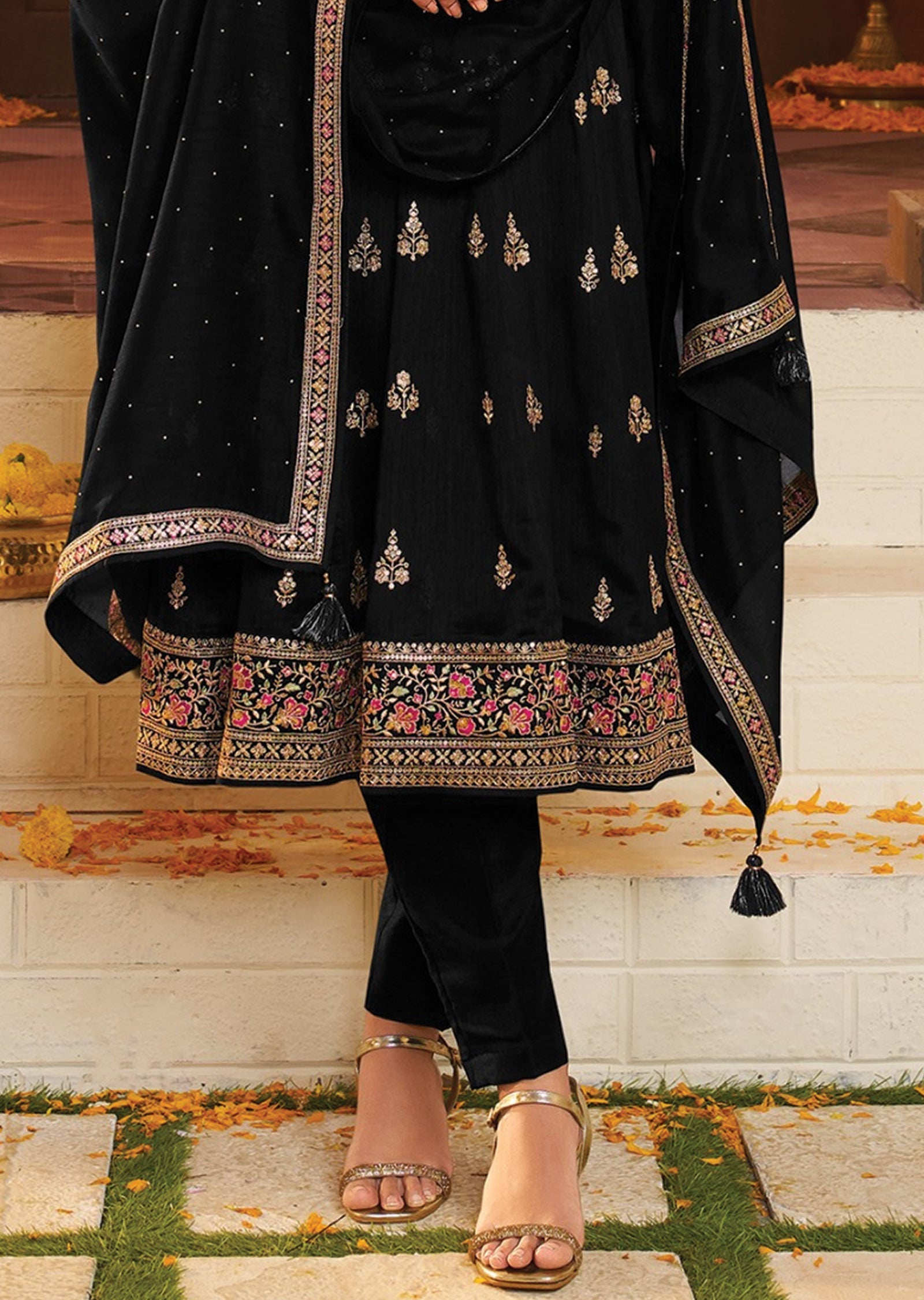 Black Soft Silk Anarkali