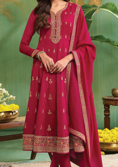 Rani Pink Soft Silk Anarkali