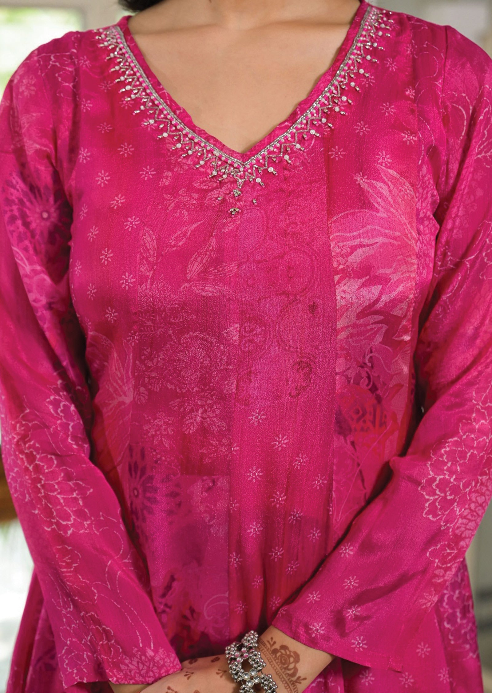 Rani Pink Chinnon Anarkali