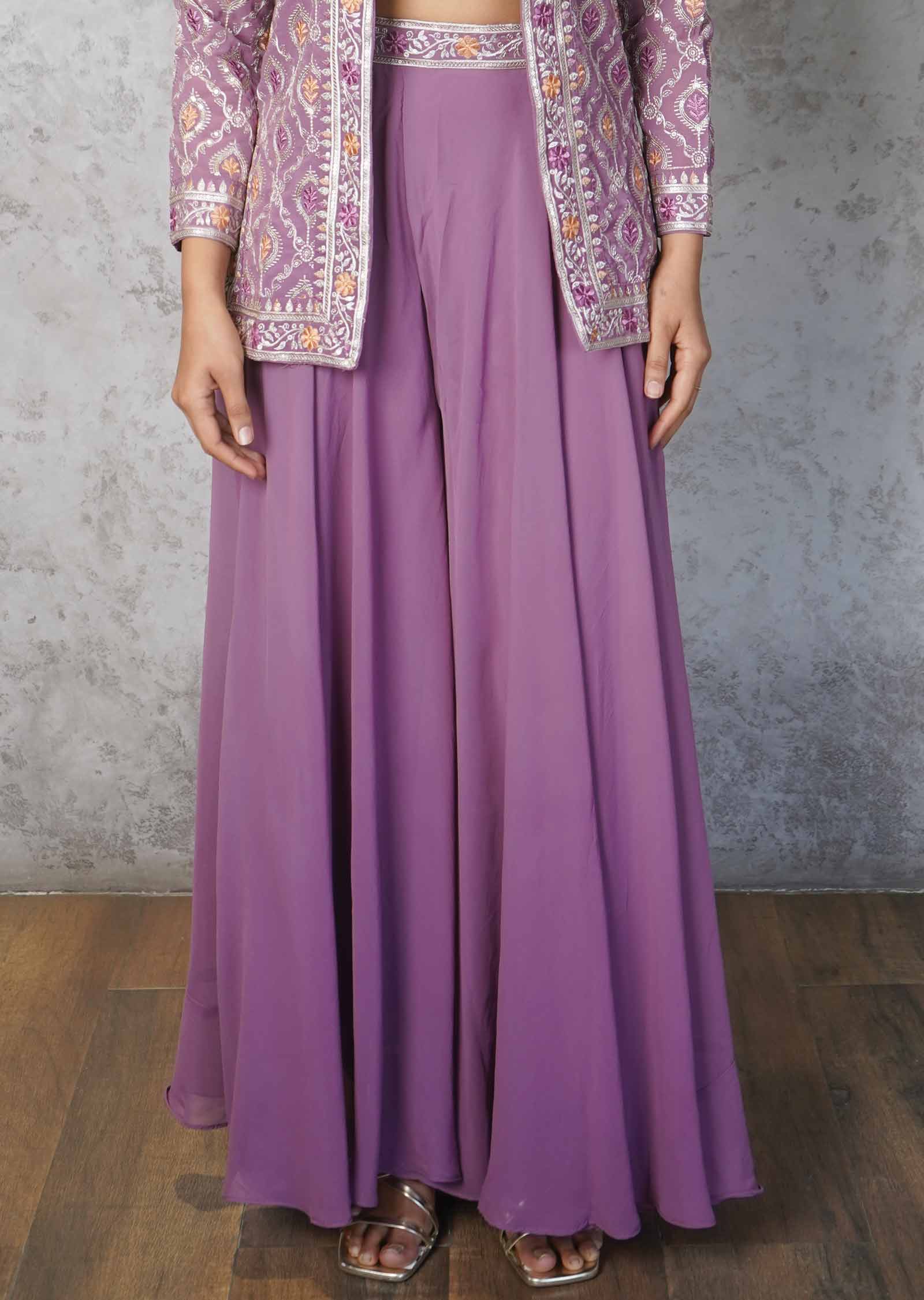 Onion Pink Georgette Fusion/Indo-Western