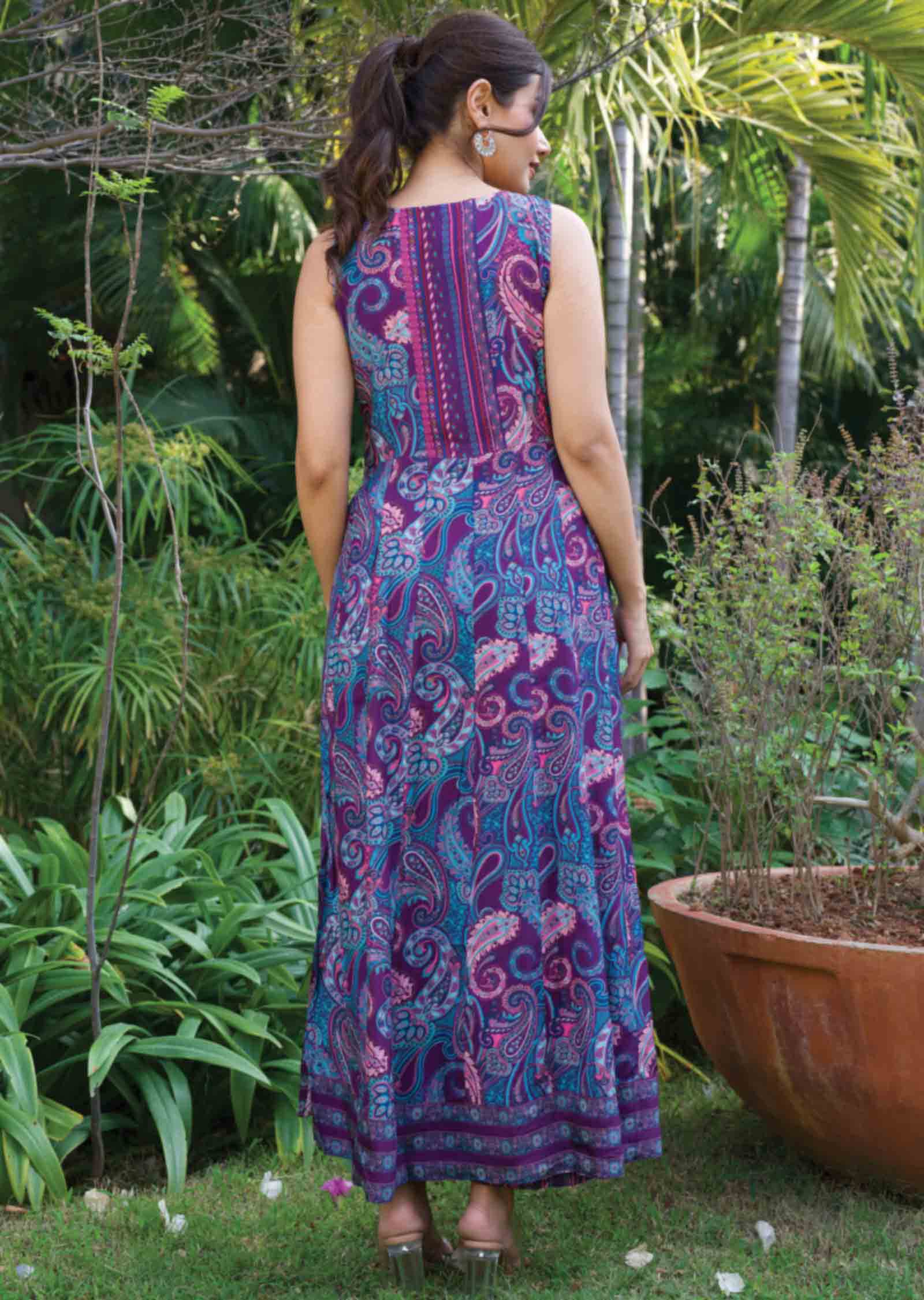 Purple Muslin Fusion Indo-Western Outfit