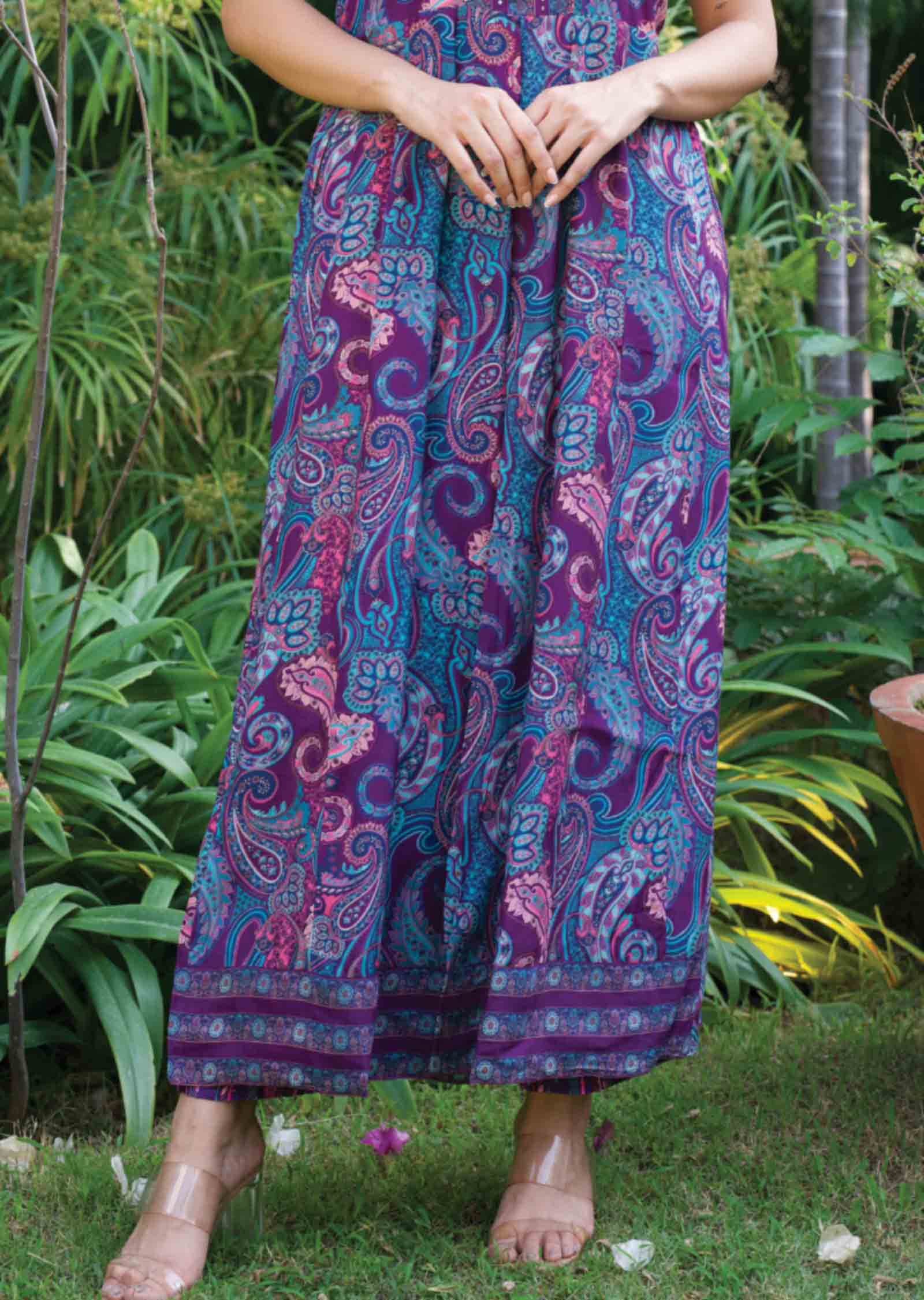 Purple Muslin Fusion Indo-Western Outfit