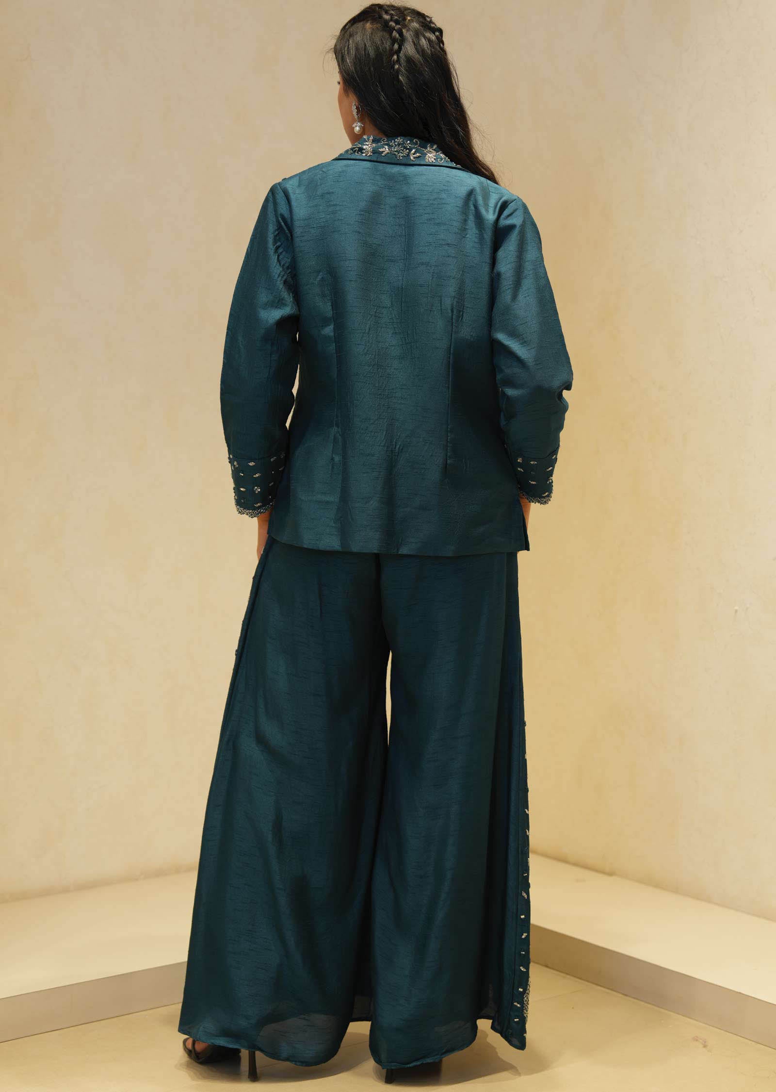 Green Silk Fusion Indo-Western Outfit