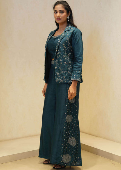 Silk Embroidered Fusion/Indo-Western Set