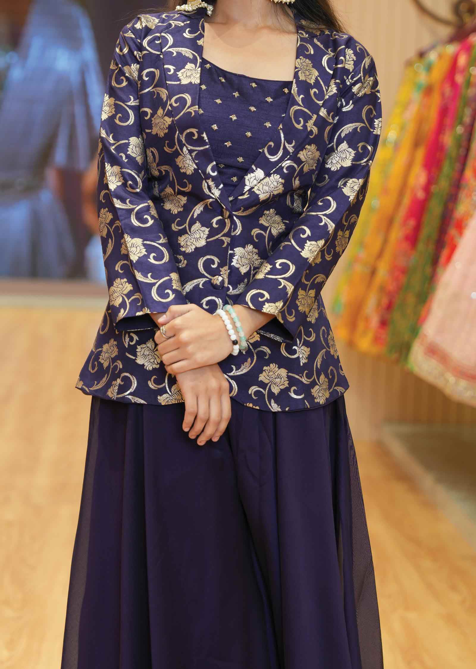 Purple Silk Fusion Indo-Western Outfit