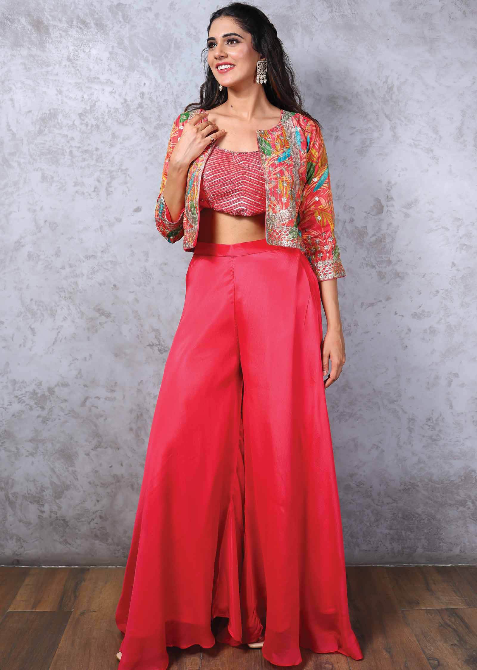 Pink Shimmer Fusion Indo-Western Outfit