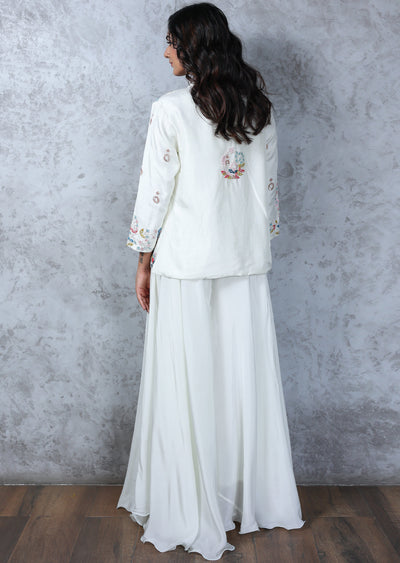 Silk & crepe Embroidered Fusion/Indo-Western Set